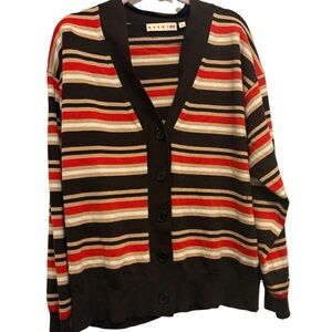 Marni * Uniqlo Striped Cardigan in Black, Blue, and Pink